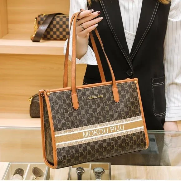 Cowhide Genuine Leather Tote Bag - Picture 2 of 4